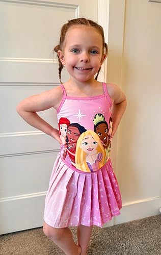 Image of Disney Minnie Frozen Stitch Princess Toddler Girls' Tennis Skirt Sets Kids Athletic Camisole Top & Skort 2 Piece Outfit 2-9Y