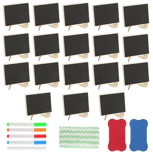 18 Piezas Mini Pizarras, Pizarra Pequeña, Mini Letreros de Pizarra Negra, Pizarra Tizas Pizarra Caballete, Pizarrones Pequeños para Carteles Precios Buffet Restaurante Boda Fiesta(99 x 74 mm) 🔥