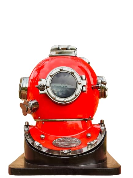 ANSARI Antiques Vintage Marine Divers Helmet Solid Steel & Brass Scuba Diving Helmet | Antique Sea Diver Decorative Desk Nautical Replica Rustic Vintage Home Decor Gifts 08