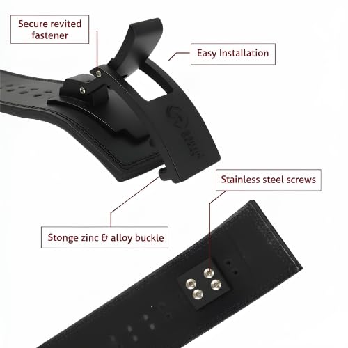 Image of Lever Belt | 10MM Full Grain Genuine Leather | Black, Black Buckle | Flip Lever Closure | Powerlifting Squats & Deadlifts | Medium (32-41 in)