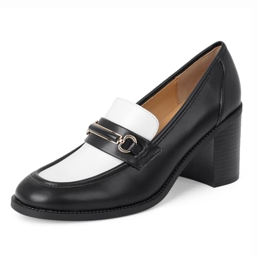 CosyFever Women's Loafer Pumps 3 Inch Block Chunky Heel Slip On Trendy Office Work Business Shoes for Dressy Casual Formal