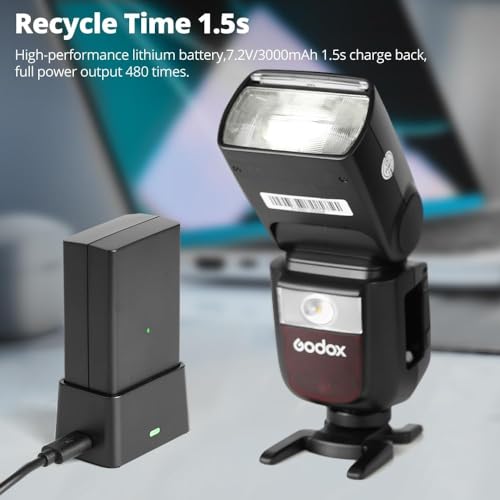 Godox VB26 VB26B Akku 7,2 V 2980 MAh für Godox V1 C/N/S/F/O/P Rundblitz und Godox V860iii S/N/C/F/O/P Blitz V850III AD100Pro Blitzgerät