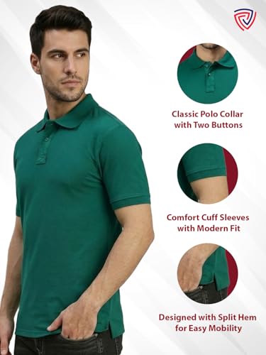 Image of Lux Cozi Men's Cotton Solid Polo Tshirt | Collar Tshirts | Half Sleeves | Stylish & Premium All Day Wear | Pack of 1