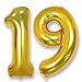 AULE Luftballon Zahl 19 Gold: XXL 101 cm Zahlen Folienballon Geburtstag Gold 91 Jahre 40 Zoll Helium Ballon Zahlenballon für Babyparty Jubiläum Deko