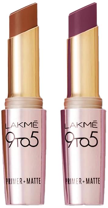 LAKMÉ Lipstick Rustic Brown (Matte) & Lakme 9TO5 Primer + Matte Lip Color MM2 Garnet Punch-image-29