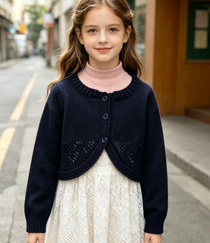 Image of 2Pcs Girls' Knit Toddler Cardigan Cotton Soft Button Closure Bolero Shrug Shawl Shirt Sweater