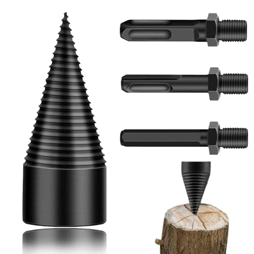 Foret De Fendage De Bois,Foret à Bois Pour Fendre Du Bois,Fendeuse à Bois Perceuse Avec 3 Poignées De Forage,Fendeur De Bois De Cône De Forage 50mm Pour Coupe Bois
