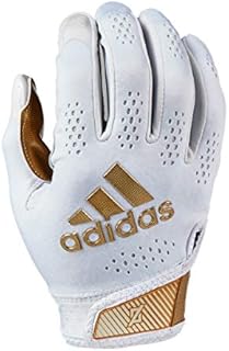 adidas Adizero 11 Football Receiver Glove, White/Metallic Gold, Large