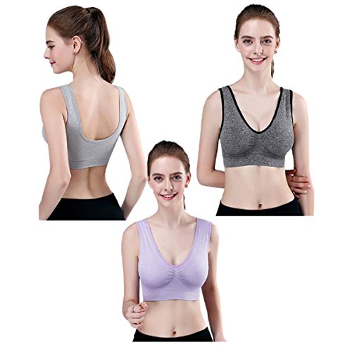 New Upgrade Bra Women's 3 Pack Seamless Comfortable Sports Bra with Removable Pads As Seen On TV 3 Pack (L 34B 34C 34D 36A)