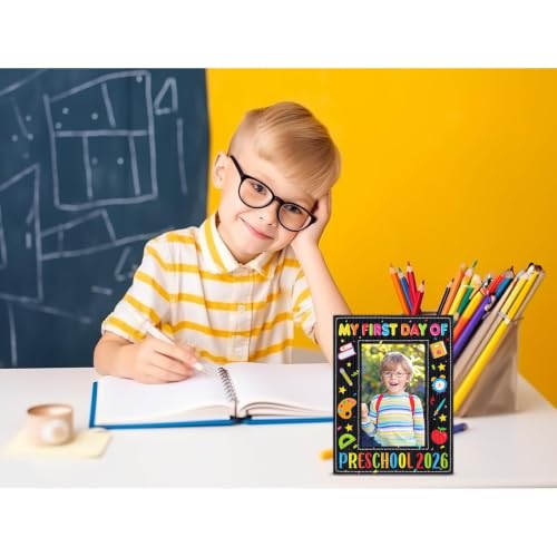 Image of FLYAB My First Day of Preschool Picture Frame - 2026 My 1st Day of Prschool Pre-K Kindergarten Photo Frame First Day of Preschool Gifts for Kids Boys Girls Back to School First Day of School Gifts
