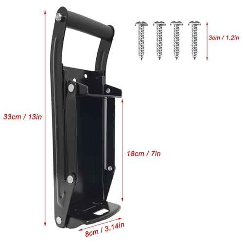 Schiaccia Lattine con Apribottiglie 12 oz 16oz cans, Compattatore di Lattine, in alluminio da 500 ml, in scatola e bottiglie di plastica, per il riciclaggio, montaggio a parete manuale(nero) - immagine 6