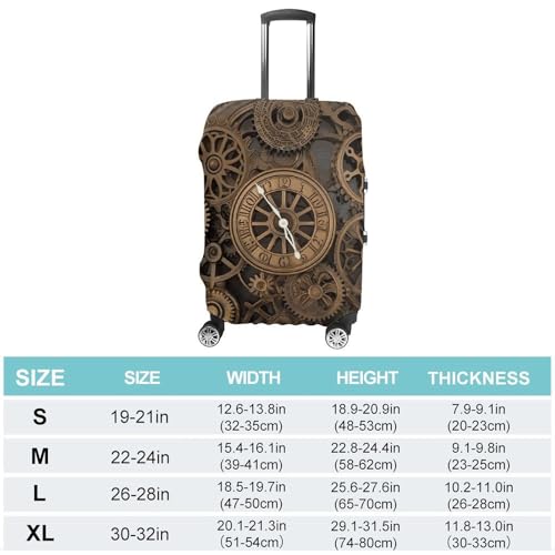Steampunk Gears Clock Luggage Cover, Washable Elastic Suitcase Cover Protector Fit 18-32 Inch Luggage2