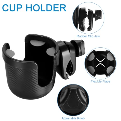 Image of Accmor Stroller Cup Holder, Drinks Holder Bike Walker Wheelchair | 360 Rotatable Attachment Accessories for Uppababy Nuna Doona Strollers Scooter