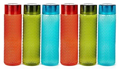REGOLITH ENTERPRISES Unbreakable Multicolor Water Bottles Bubble Shape Designer Bottle 1000ml for Fridge School College Office Use Set of 6