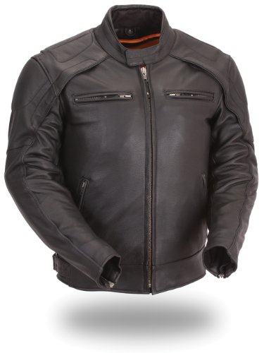 First Manufacturing Men's Vented Scooter Jacket with Blacked Out Highly Reflective Piping (Black, Medium)