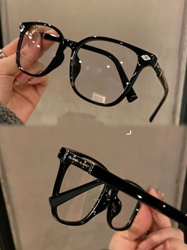 Handmade Acetate Blue Light Blocking Glasses for Men Women, Luxury Designer Gothic Cross Retro Square Eyeglasses Frame, Chunky Clear Lens Computer Gaming Eyewear, Anti Eye Strain UV400 Flat Mirror