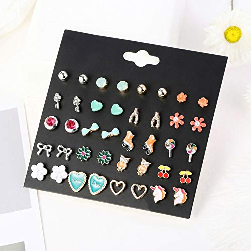 NEWITIN 40 Pairs Colorful Cute Earrings for Girls Sensitive Ears Hypoallergenic Girl Stud Earrings Set Stainless Steel Cartoon Stud for Girls and Women3