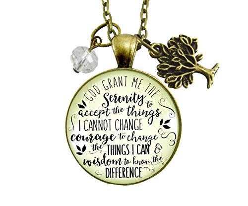 Gutsy Goodness 24" Serenity Prayer God Grant Me Strength Necklace Jewelry Tree Charm