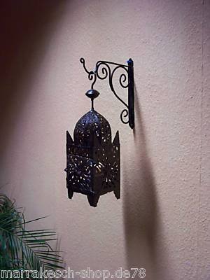 Orientalische Laterne aus Metall Schwarz Frane 42cm groß | Marokkanische Gartenlaterne für draußen, Innen als… – Bild 5