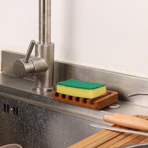 Htb SOAP DISH With Slanted Waterfall Design By Htb, Bar Soap Holder Teak Wood, Soap Saver For Shower, Bathroom thumb #8