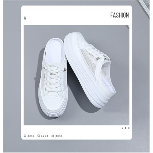 Women's Slip On Platform Sneakers Wedge Slide Mules Soft Sole Comfortable Breathable Mesh Shoes4