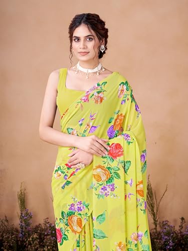 Image of Garden Vareli Women Georgette All Over Floral Printed Saree