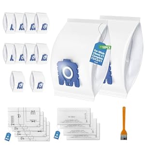 12 Pack GN Vacuum Cleaner Bags with 8 Filters Compatible with Miele Hoover Bags Classic C1, Complete C3/C2/C1, 227, 270, 400i, 6... C1/C2, eries Vacuum Cleaners