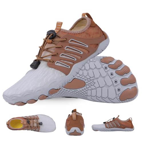 Image of SIOSNETA Hike Barefoot Shoes for Women Men, Breathable Non-Slip Athletic Footwear, Wide Toe Water Shoes for Hiking, Non-Slip Neuropathy Shoes for Women Men, Grounded Comfort wear Grey