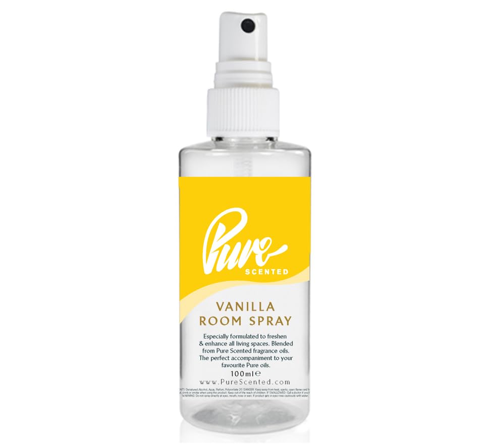 Pure Scented 100ml Room & Fabric Sprays Suitable For Home, Car, Caravan, Work, Gym Bags, Odour Eliminators (1 x 100ml, Vanilla)