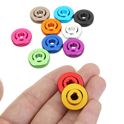 Vis moletée M6 aluminium avec collier spaceur rondelle bleu - 7