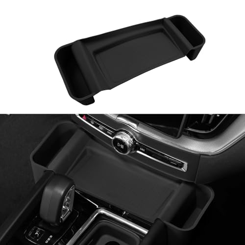 Image of Silicone Material Cup Holder Coaster for Volvo 2026 XC60 Center Console Gear Shift Protector, Automotive Accessories (2026 XC60 Wireless Charging Pad - Black)