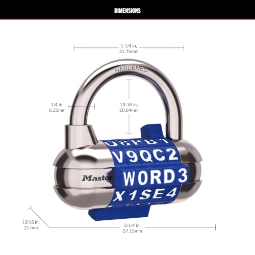 Image of Master Lock Locker Lock, Set Your Own Word Combination Padlock, Blue, 2 Pack, 1534BLUEC2