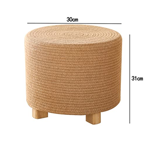 Repose-Pieds Rond en Fil de Coton Bleu Lac 30x31 cm - 4