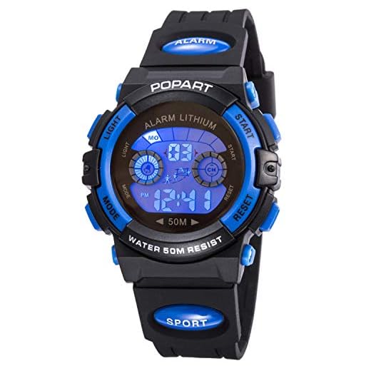 Kid Watch for Child Boy Girl LED Multi Function Sport Outdoor Digital Dress Waterproof Alarm Blue