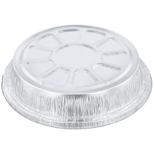 MUKSUET 50 stuks 9 inch aluminiumfolie gerechten, taartschotel aluminiumfolie, 1350 ml aluminiumfolie taartpannen, wegwerp taartpannen voor bakken thuis restaurant voedselopslag koken, 23 x 4,5 cm - Afbeelding 4
