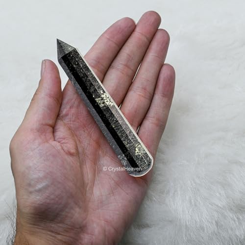 Image of Nuummite Crystal Wand - Pointed Crystal Wand for Energy Healing, Chakra Balancing, Meditation and Home Decor - Crystals and Healing Stones for Gift