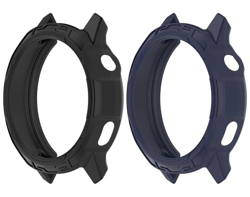 SHEAWA for Garmin�K�[�~�� Venu4 45mm �P�[�X �J�o�[ 2�� �ی�P�[�X TPU�S�� �ی�J�o�[ �ϏՌ� �A�N�Z�T���[ (�u���b�N+�~�b�h�i�C�g�u���[)