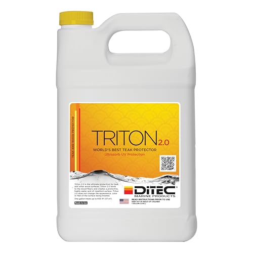 DITEC Triton 2.0 Marine Teak Wood Protector & Sealer - Advanced Teak Oil Alternative & Water Repellent - UV Protection for Yacht Decks & Outdoor Furniture - Non-Slip, Biodegradable Formula - Gallon