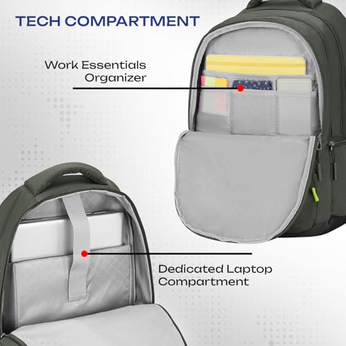 Image of Safari Aether 3 37L Casual Printed Laptop Backpack, school bag for boys and girls, college bag, office bag, travel bag for men and women, 3 compartments, Raincover, Bottle holder, Color- Olive