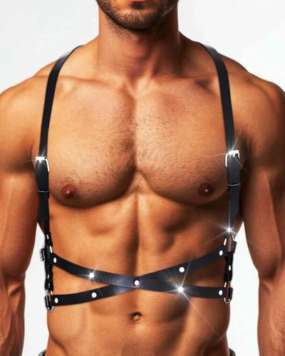 Campsis Leather Harness Belt Black Body Chain Belt Fashion Rave Accessory for Men4