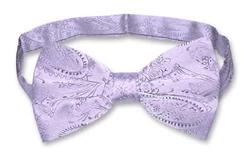 Vesuvio Napoli BOWTIE Lavender Light Purple Color Paisley Men's Bow Tie