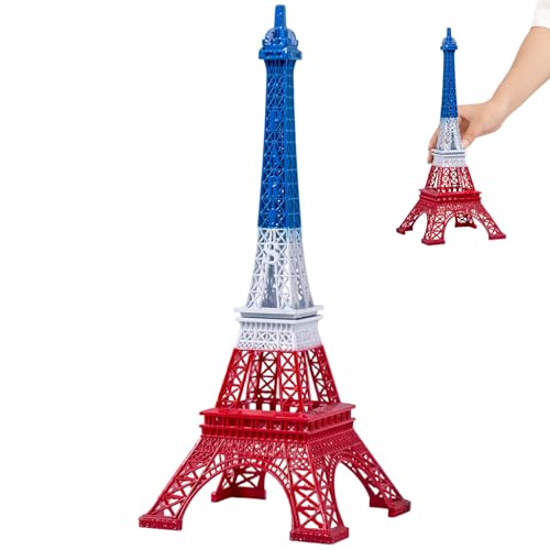 Hbbgdiy 10 Pouces Fer Tour Eiffel Bleu Blanc Rouge Mini Paris décor français Souvenir Statue pour Maison Bureau Voiture Bureau Voyage Collection Paris...