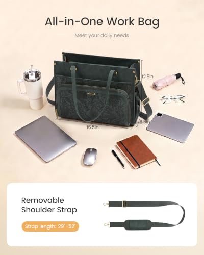 Image of LOVEVOOK Quilted PU Leather Teacher Tote Laptop Bag Work Purse for Women | Large Cup Holder, Professional Waterproof Handbag Briefcase, Gifts for Business Office Nurse Mom College Travel Daily Leiure