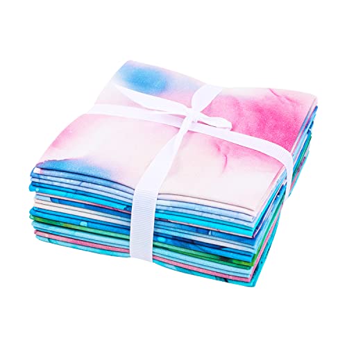 Craftido -21 Options- 100% Cotton Quilting Fabric Bundles 10Pcs Fat Quarters 18”X21”-Medium Weight 5.2 Oz- For Quilting, Sewing Project, Patchwork, Diy Crafts - Rainbow Inks #TOP3