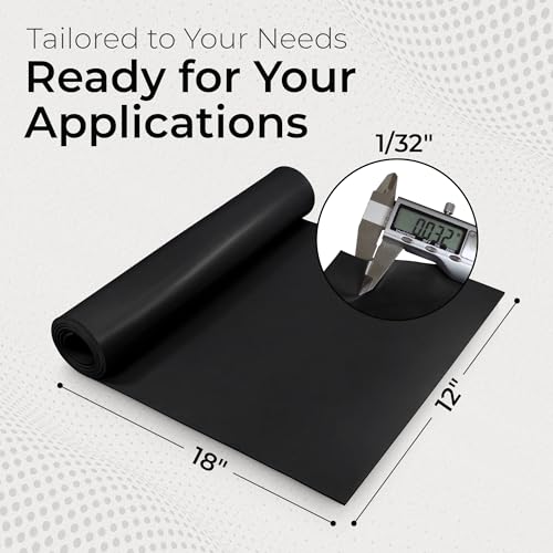 Image of Exactly Rubber - Commercial Grade Silicone Sheet, 60A Durometer Silicone Mat, -80 to 450F Temperature Resistant Rubber Mat, Rubber Sheet with 350% Elongation, Made in the USA, 1 /32 x 12 inch x 18 inch, Black
