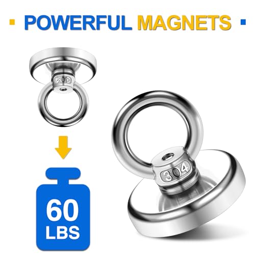 image for DIYMAG Magnetic Hooks, 60 lbs(27 KG) Pulling Force Rare Earth Magnetic