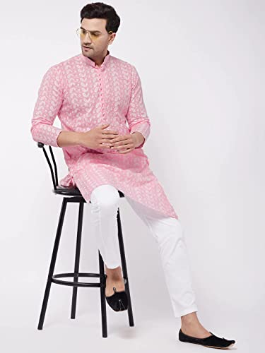 Elina fashion Men's Cotton Kurta Pajama Set | Lakhnavi Chikankari Embroidered Indian Designer Diwali Traditional Wear3