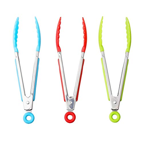 THETAG Gagawin Pinces Cuisine, Pinces Servir Alimentaire Buffet Cuisine Patisserie Salade en Acier Résistant à la Chaleur Ustensil Professionnel pour Barbecue Grillade Buffet Volonté(3 Pcs)