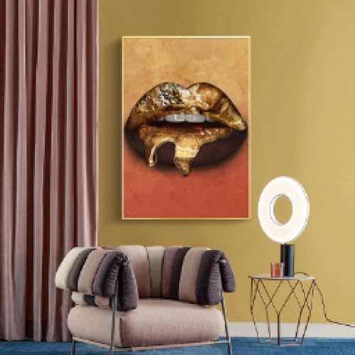 Salon décor à la maison avec grand tableau de bouche abstraite rouge et noir