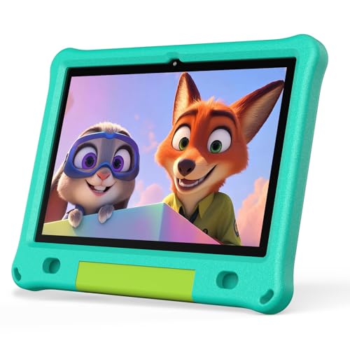 PRITOM Tablet Android 15, All-New 10'' Tablet Kids, Parental Control, 64GB+1TB Expandable Tablets for Kids, Child, WiFi6, Educational, Games, Kids Software Pre-Installed, with EVA Case (Green)